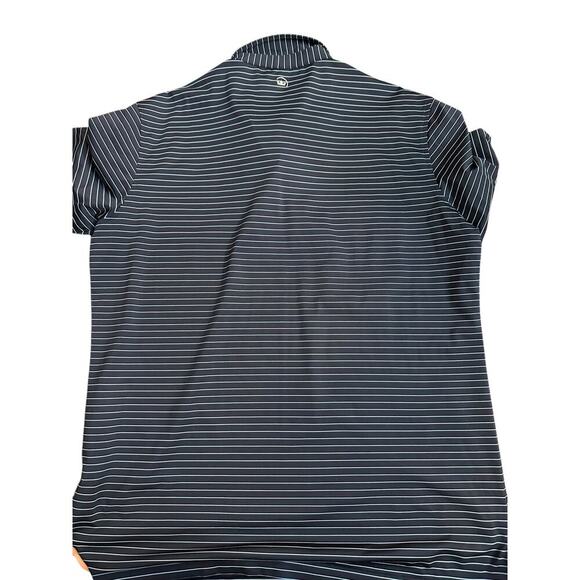 Peter Millar Crown Sport Blue Golf Striped Print Short Sleeve Polo Shirt Size L - Picture 3 of 5